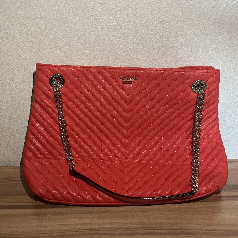 Red Victorias Secret Satchel - Gold Chain